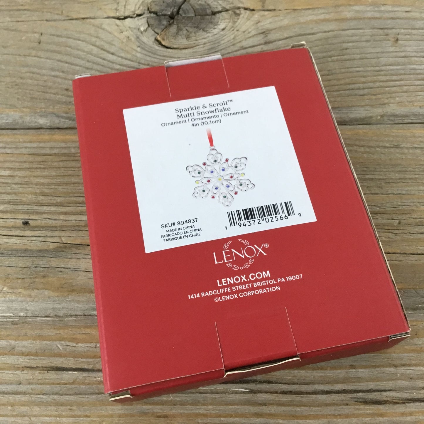 Lenox Sparkle and Scroll Multi Colored Jewels Silverplate Ornament - New