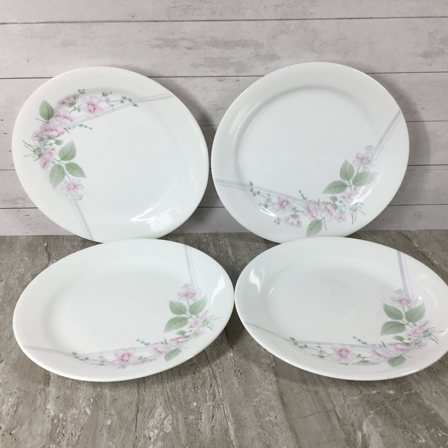 Set of 7 Corelle Corning Veranda Salad Dessert Bread Plates 7 1/4" Pink Flowers