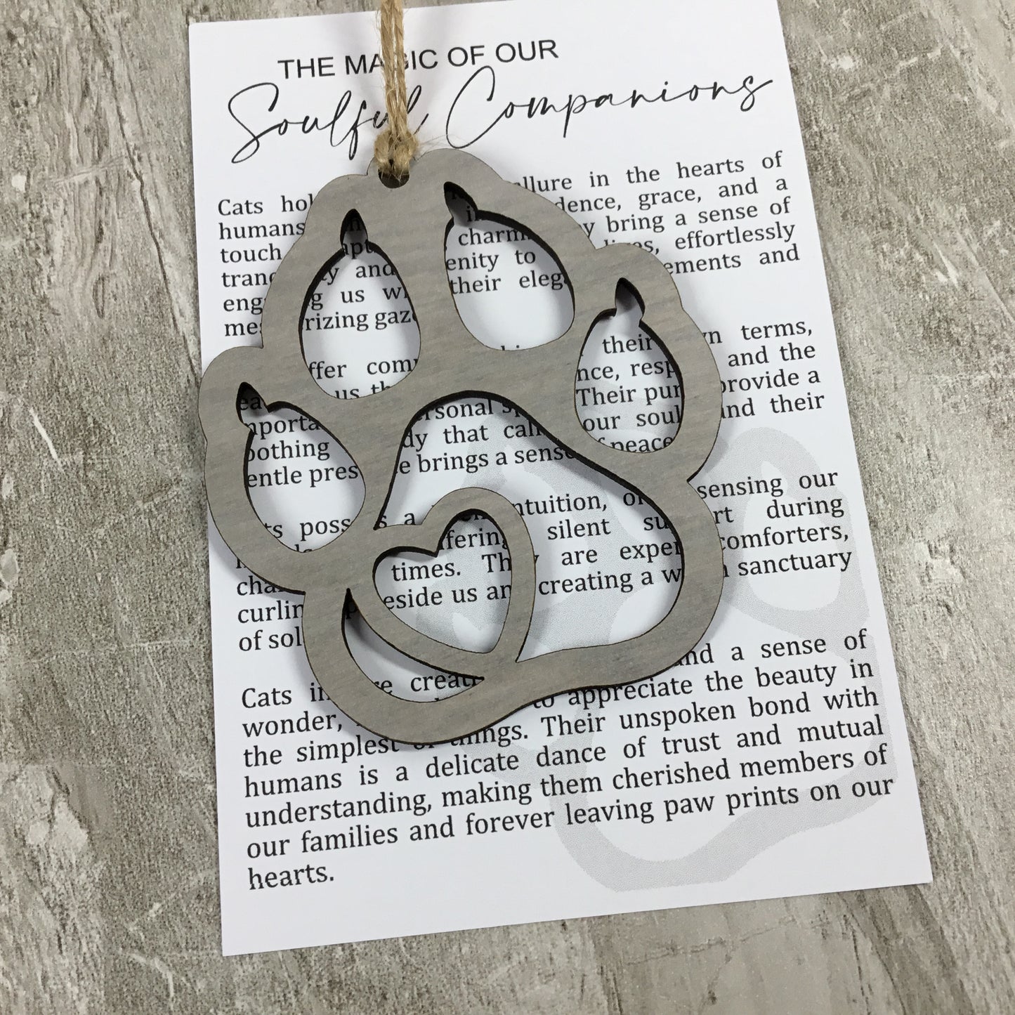 Cat Paw Print Wood Story Card Ornament