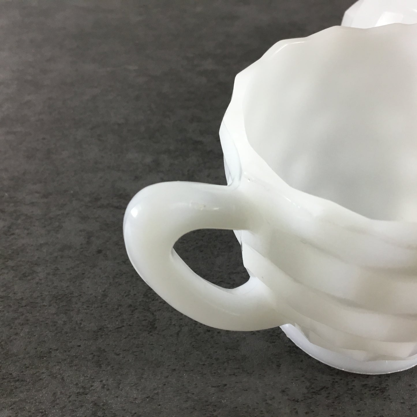 Hazel Atlas Milk Glass Cubed Cream and Sugar Dish, Cubist Pattern