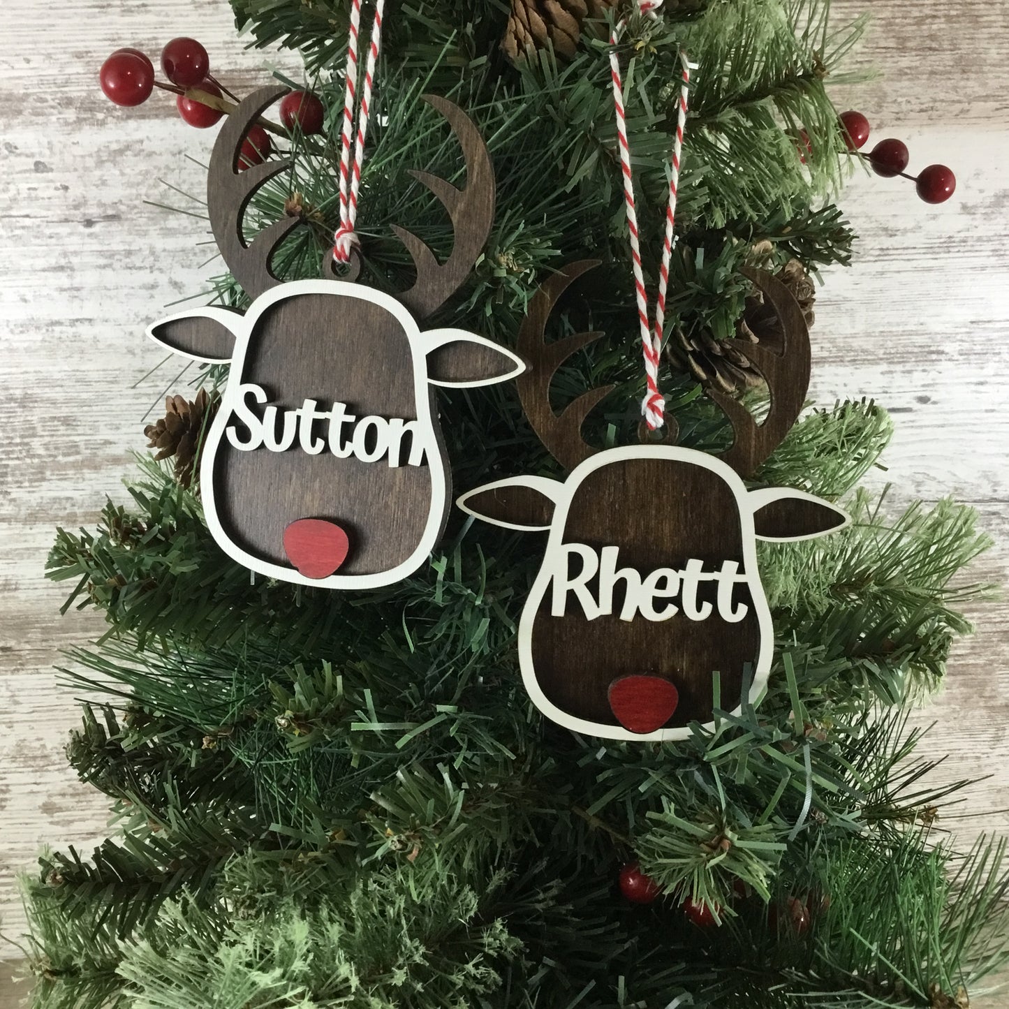Personalized Name Reindeer Christmas Ornament