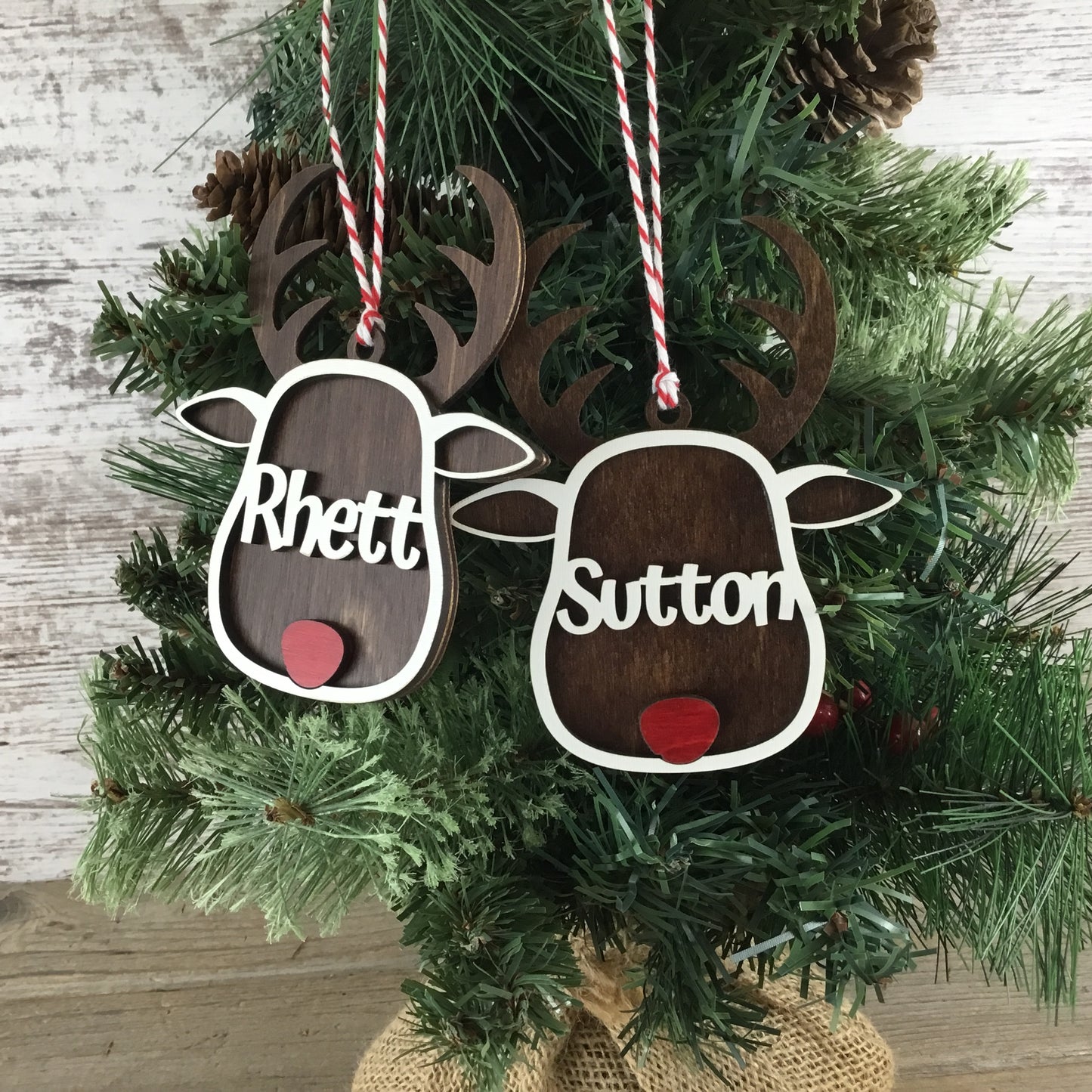Personalized Name Reindeer Christmas Ornament