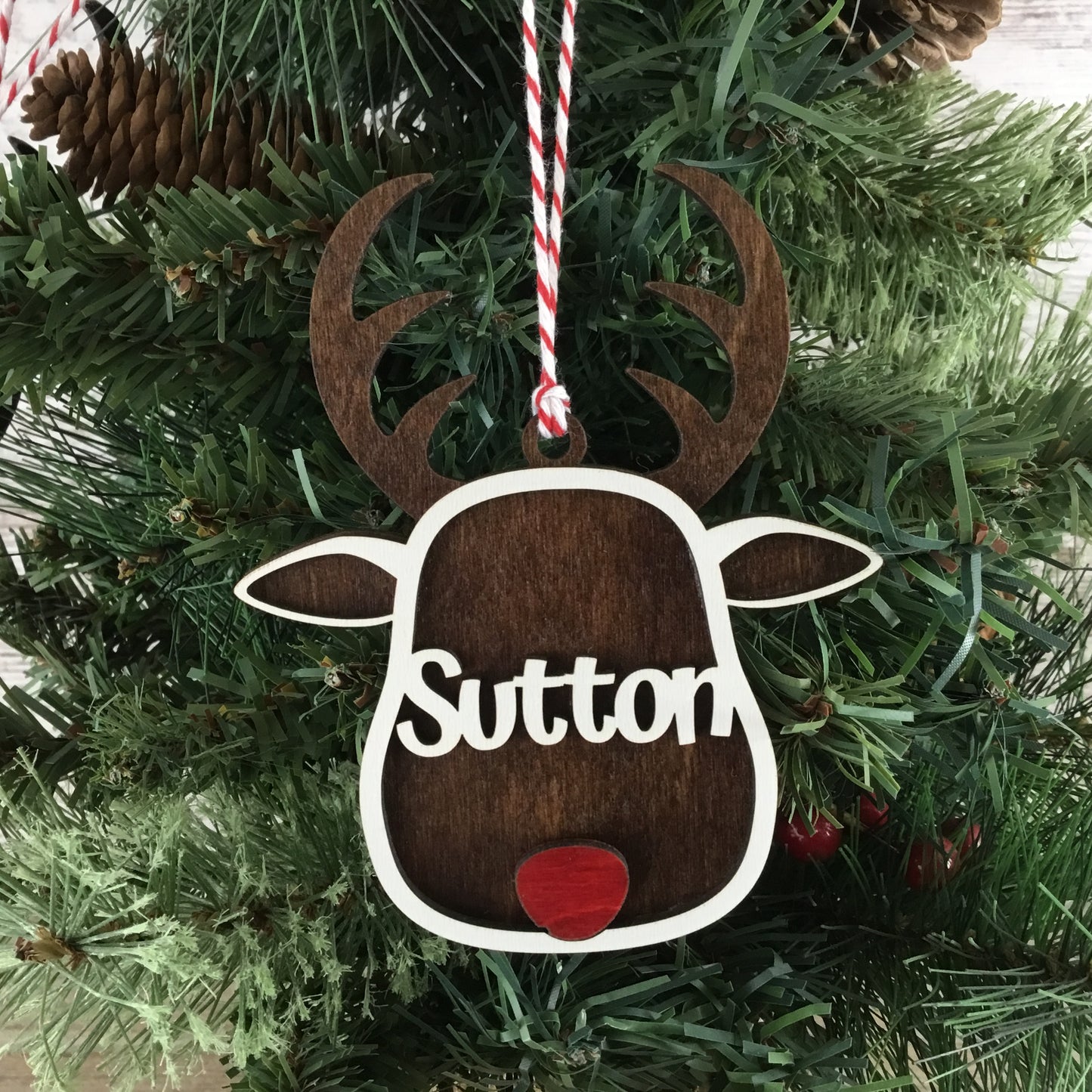 Personalized Name Reindeer Christmas Ornament