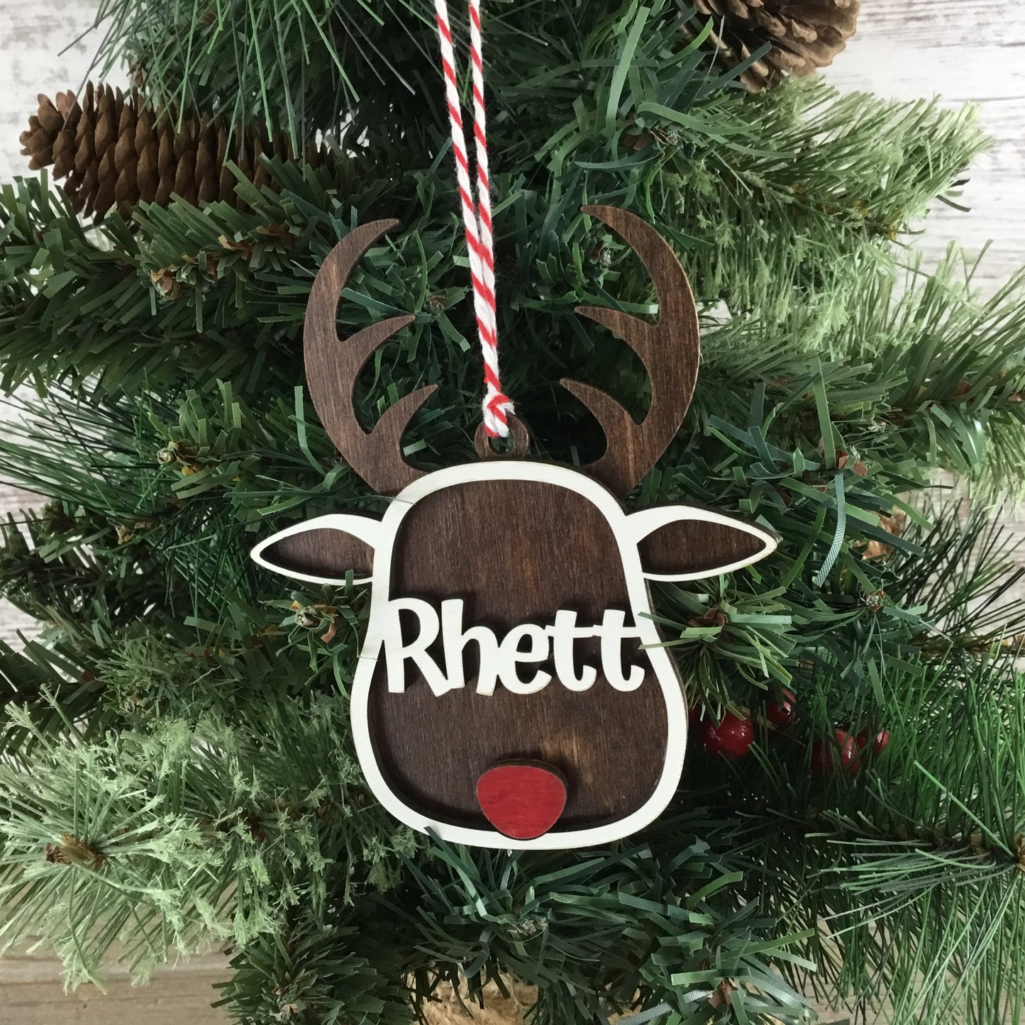 Personalized Name Reindeer Christmas Ornament