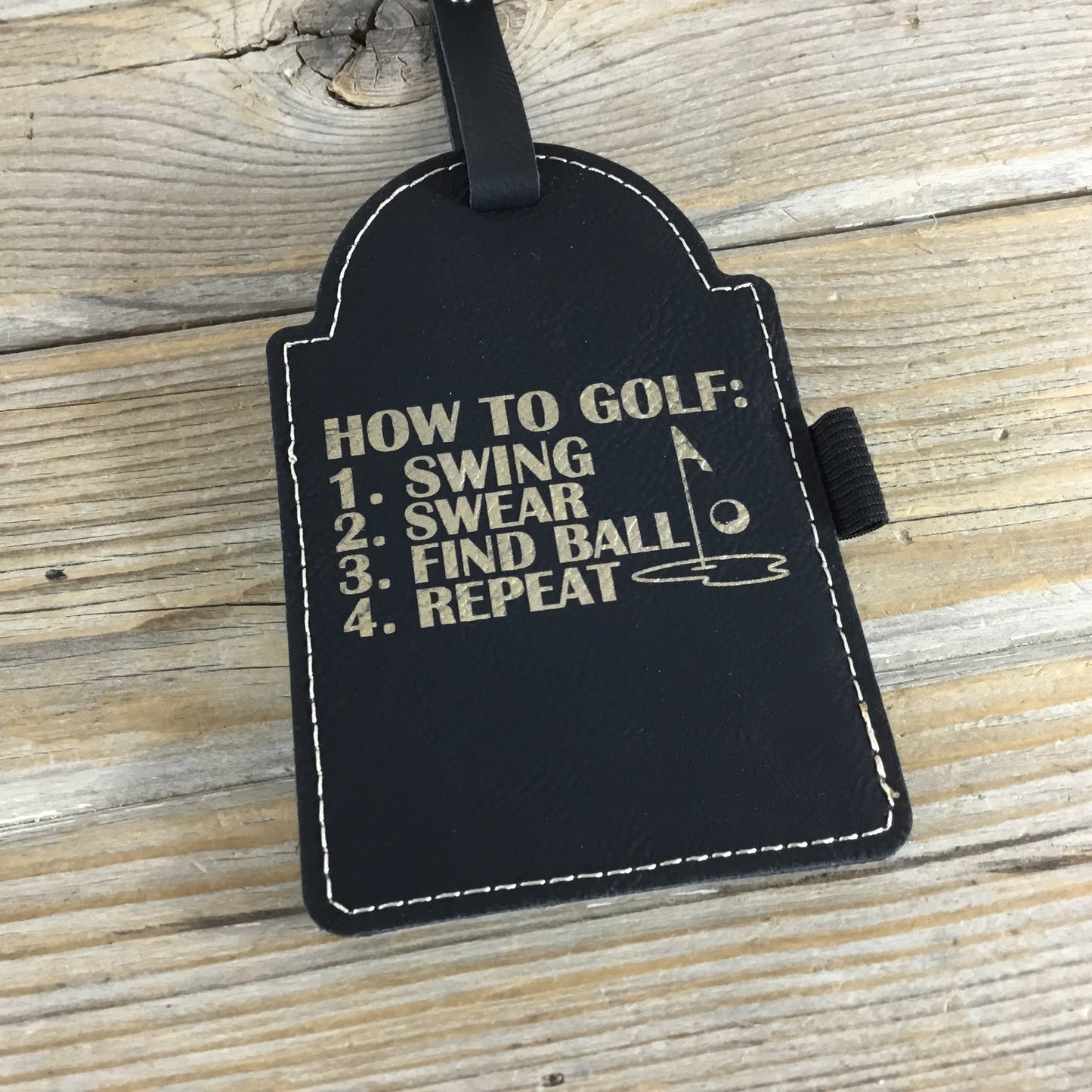 How to Golf Leatherette Golf Bag Tag Tee Holder