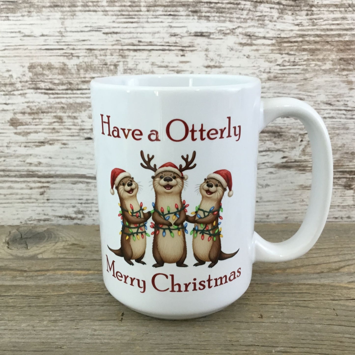 Have an Otterly Merry Christmas Mug 15oz Ceramic Holiday Coffee Cup Cute Otters