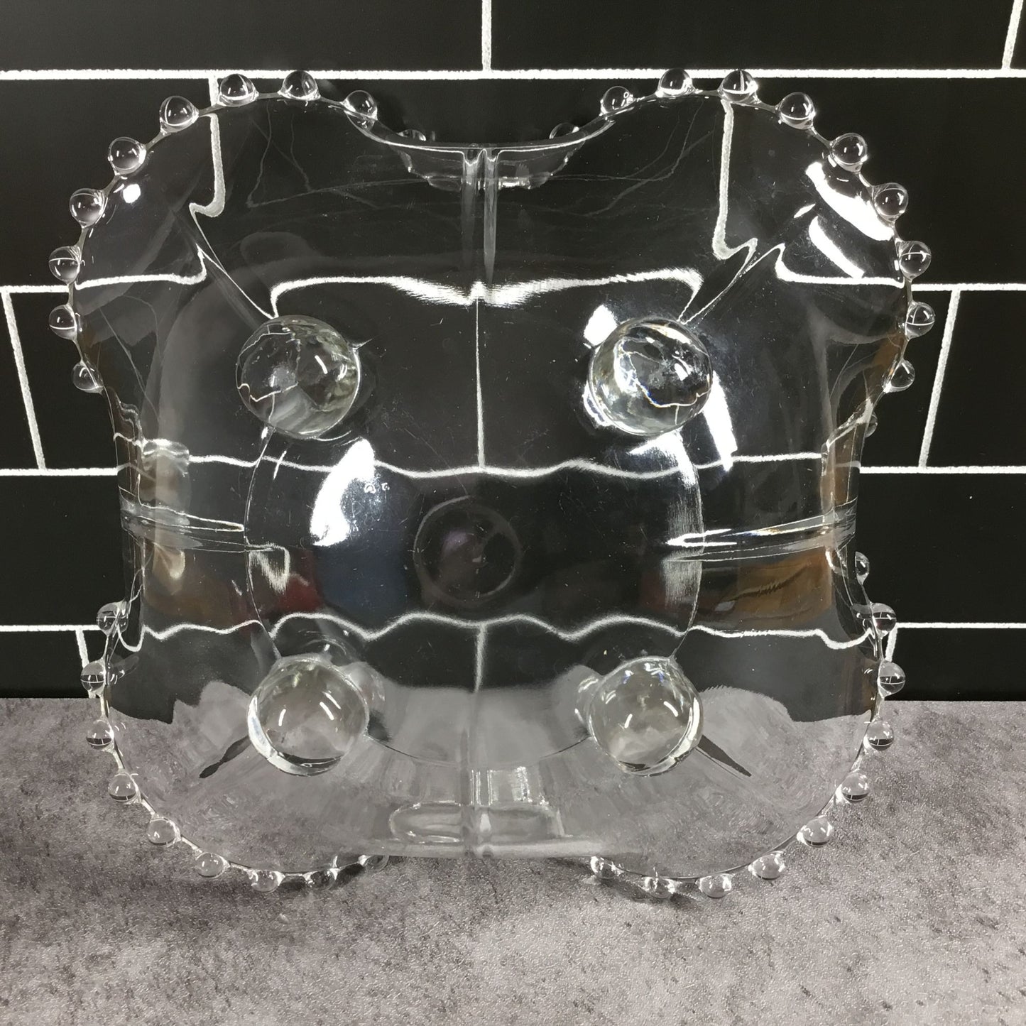 Candlewick Crimped Edge Clear Glass Footed Bowl By Imperial Glass Ohio