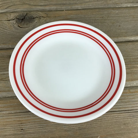 Corelle Classic Cafe 3 Red Stripe Bread and Butter Plates 6 3/4"