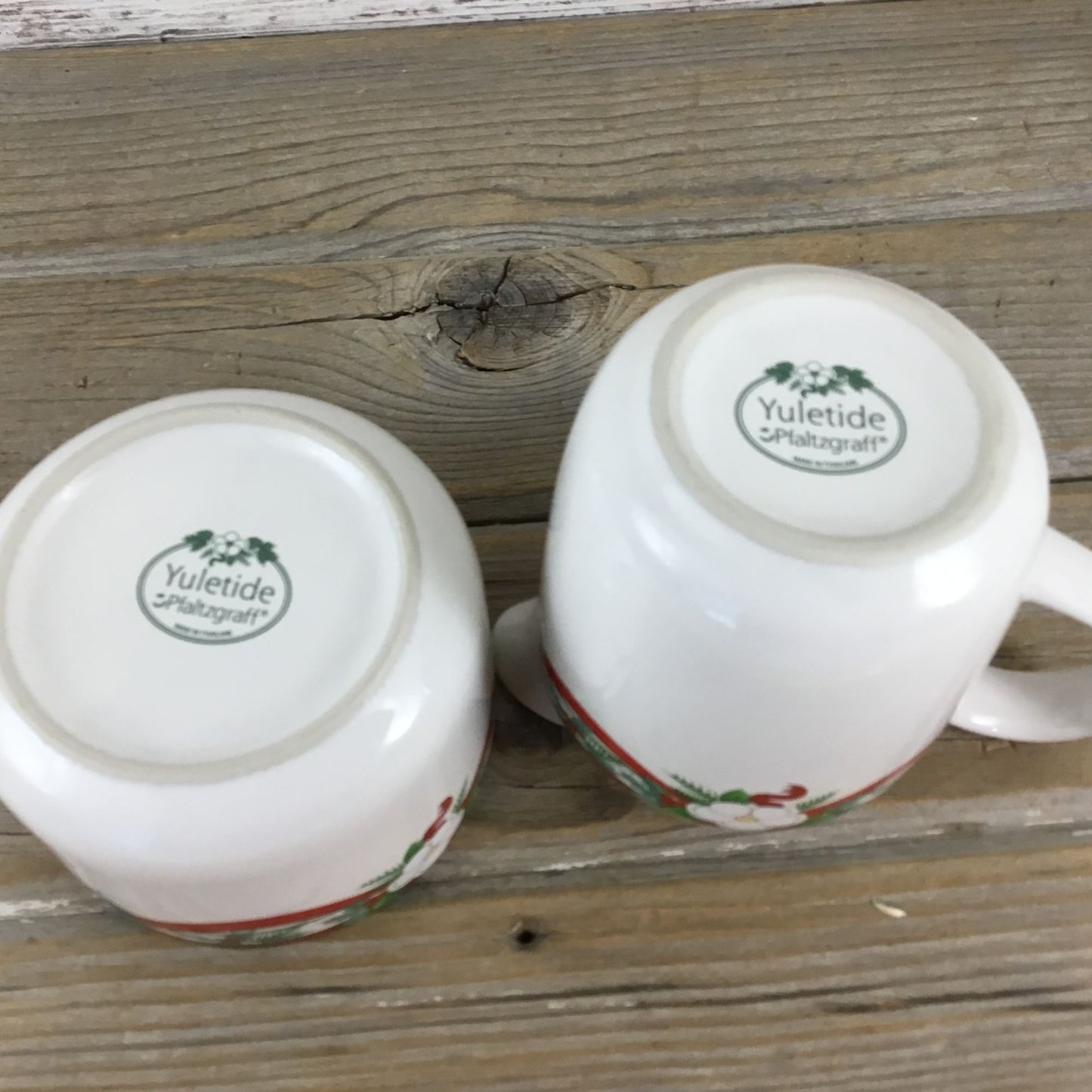 Pfaltzgraff Yuletide Stoneware Creamer & Sugar Bowl Set Holly & Ribbon Design