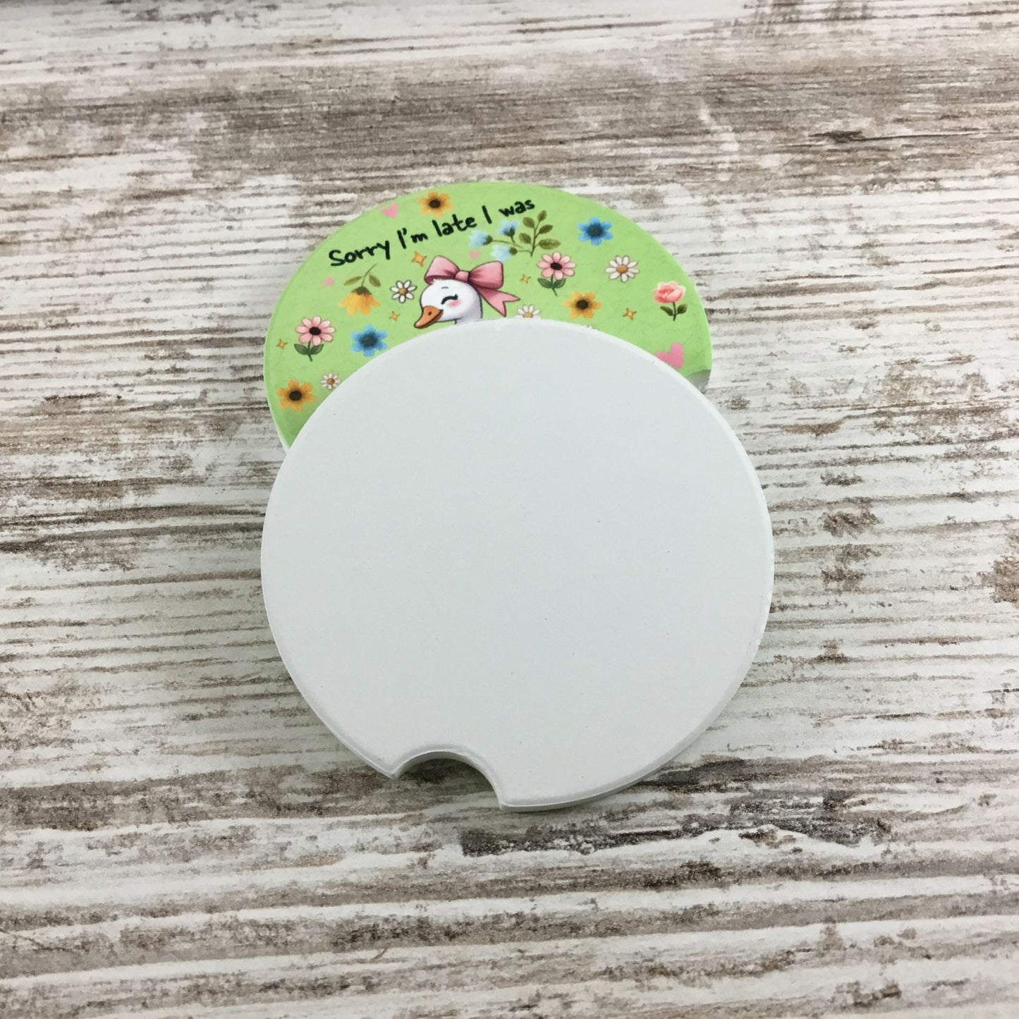 Goose Sorry I’m Late I Was Dilly Dallying Set of 2 Car Coasters