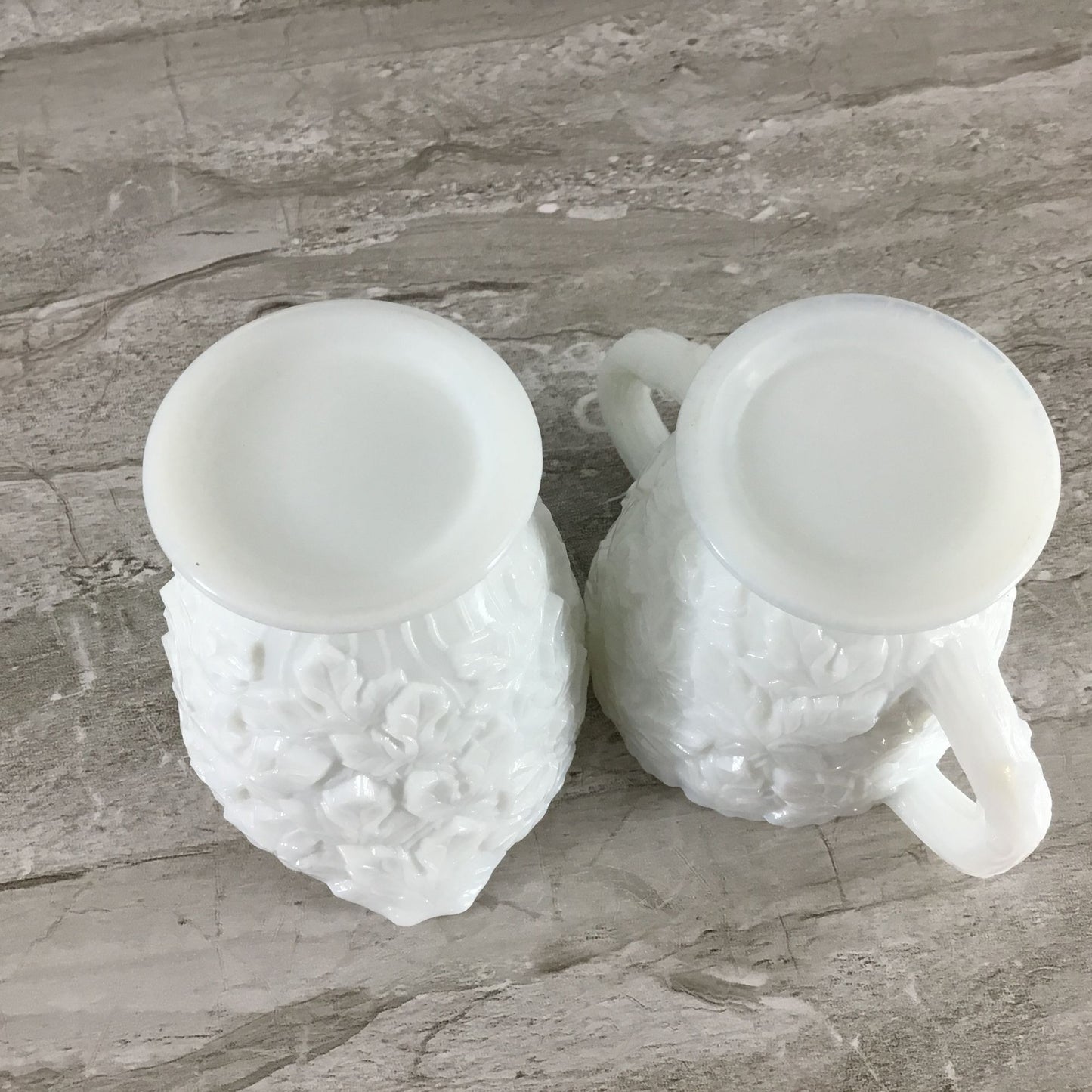 Westmoreland Bramble Maple Leaf Milk Glass Cream & Sugar Set