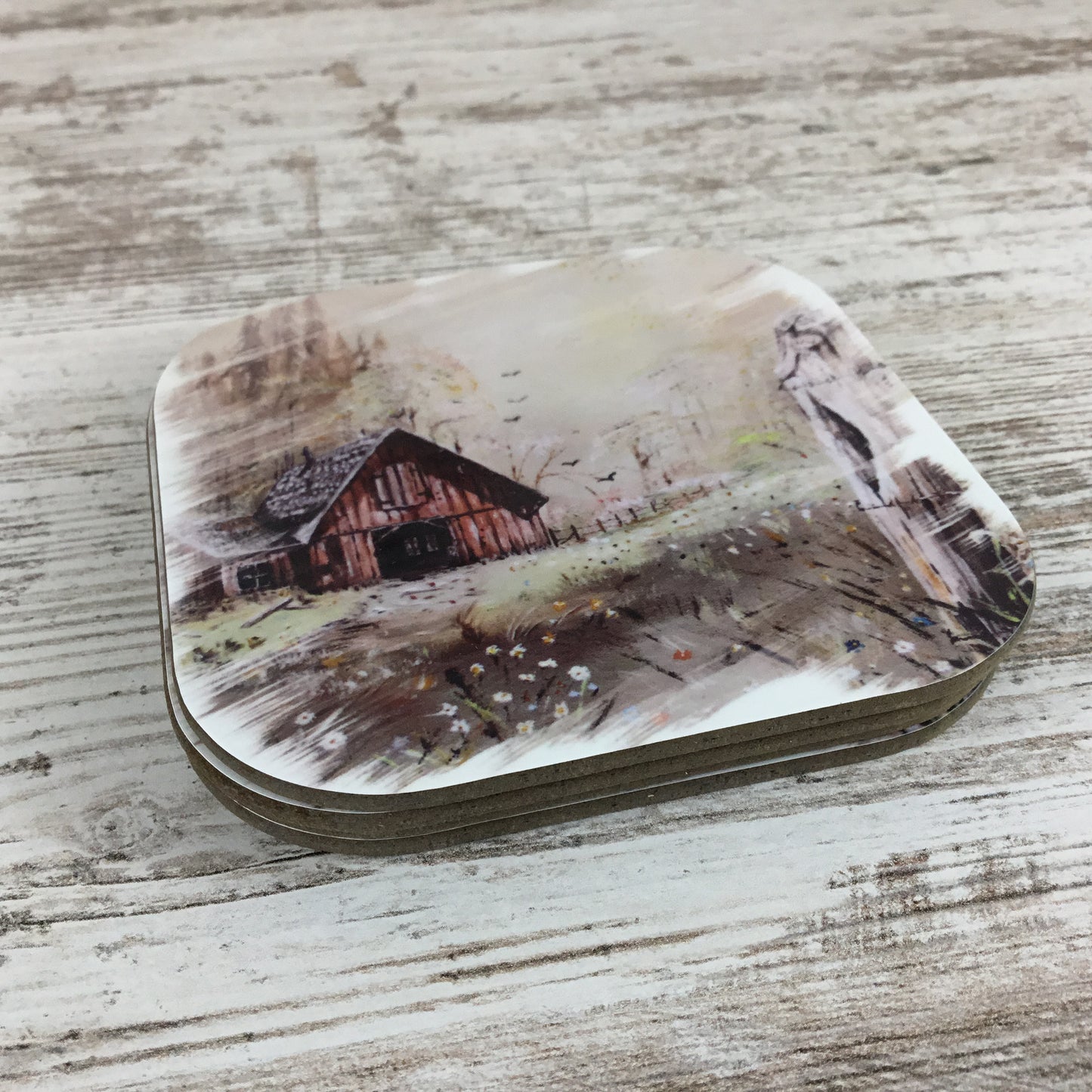 Set of 4 Old Vintage Rustic Barn Coasters