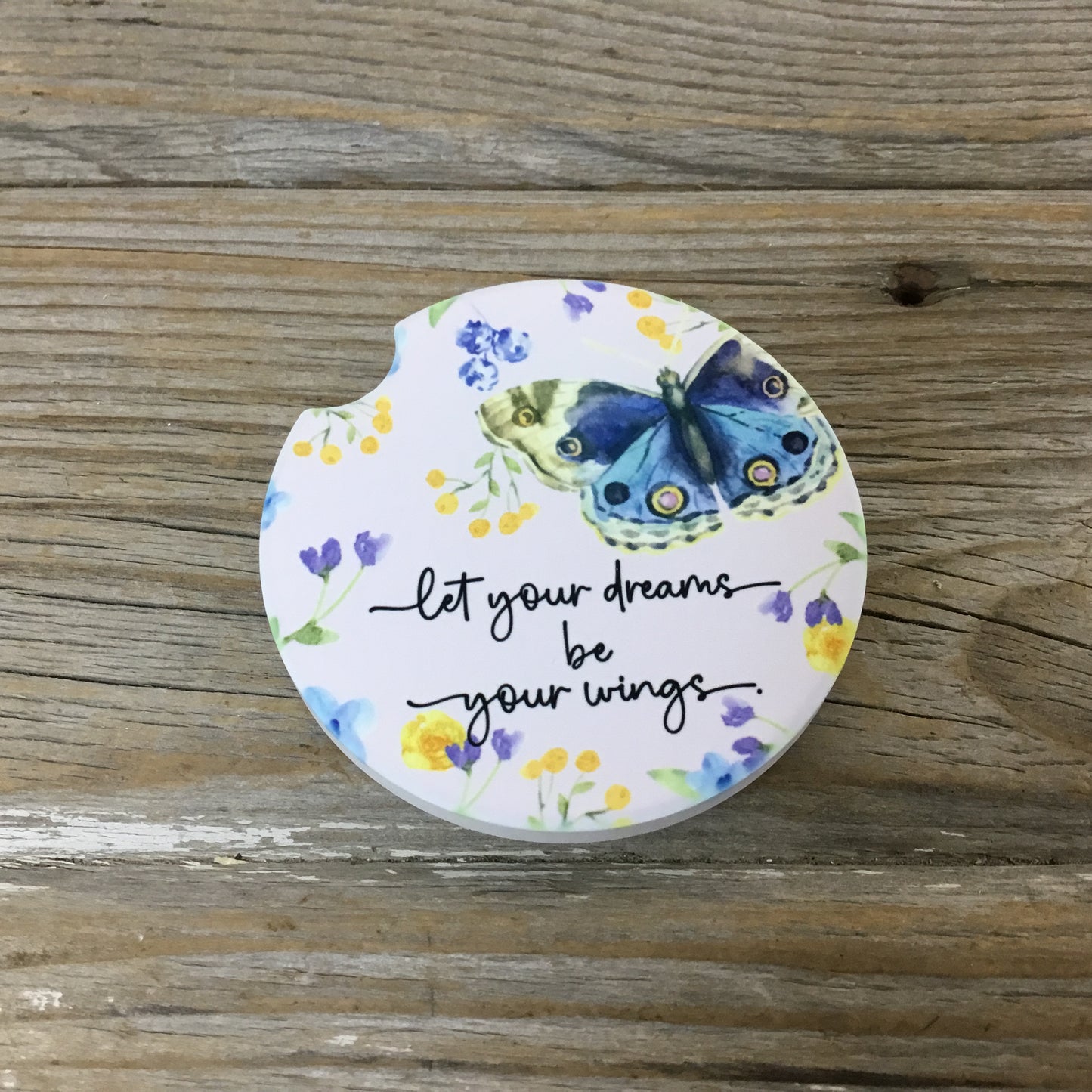 Let Your Dreams Be Your Wings Butterfly Car Coasters Set of 2