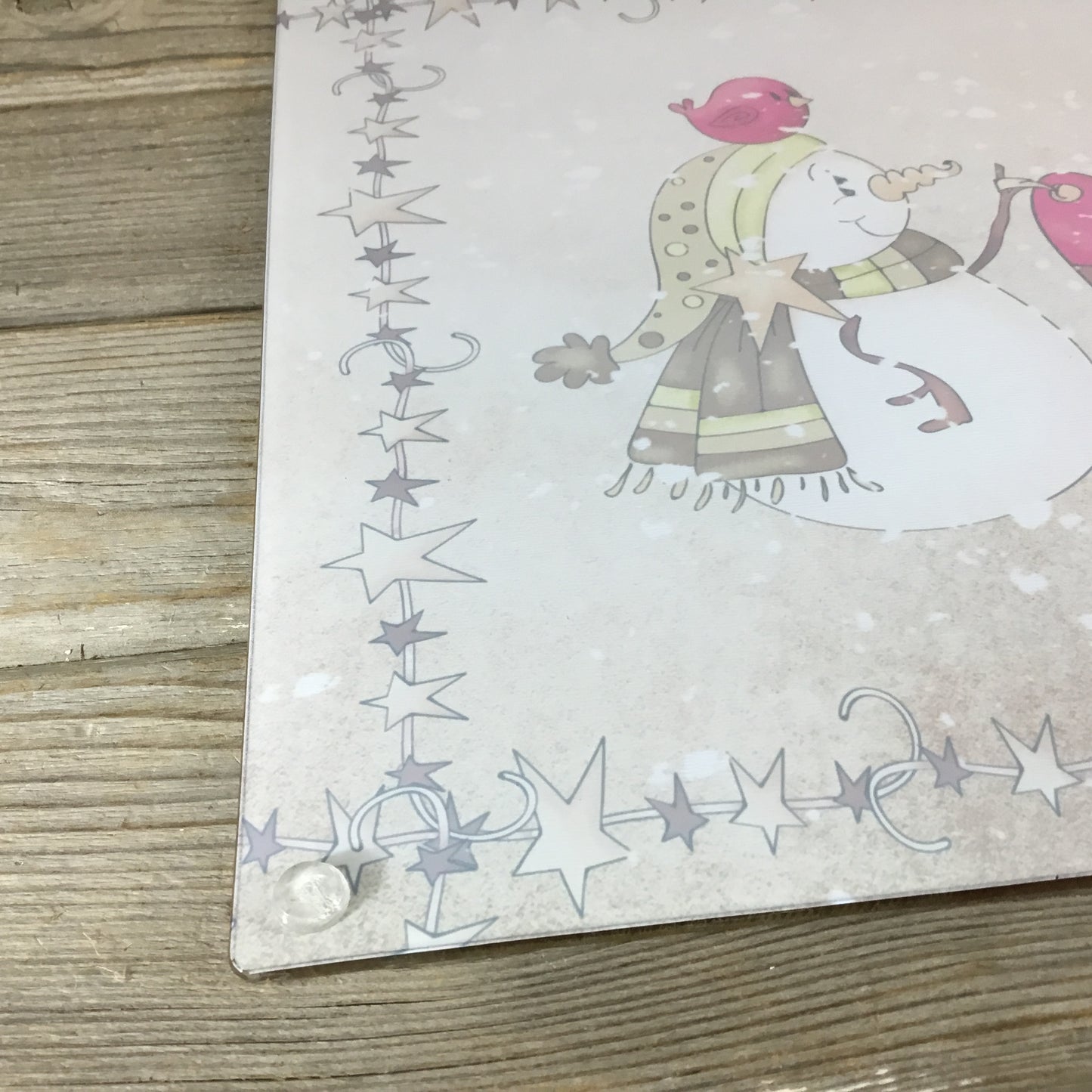 Snowman Friends Glass Cutting Board