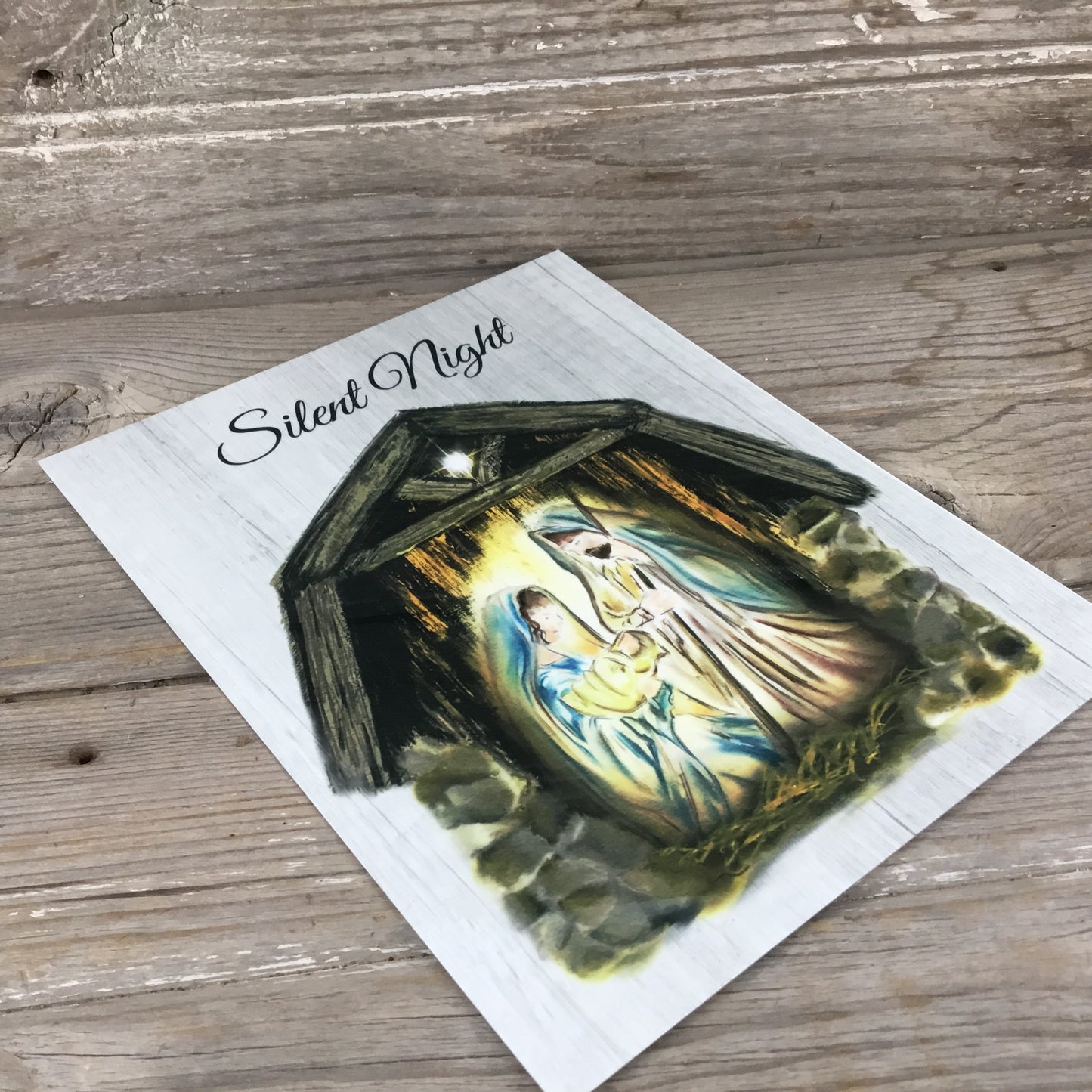 Silent Night Nativity Aluminum Sign