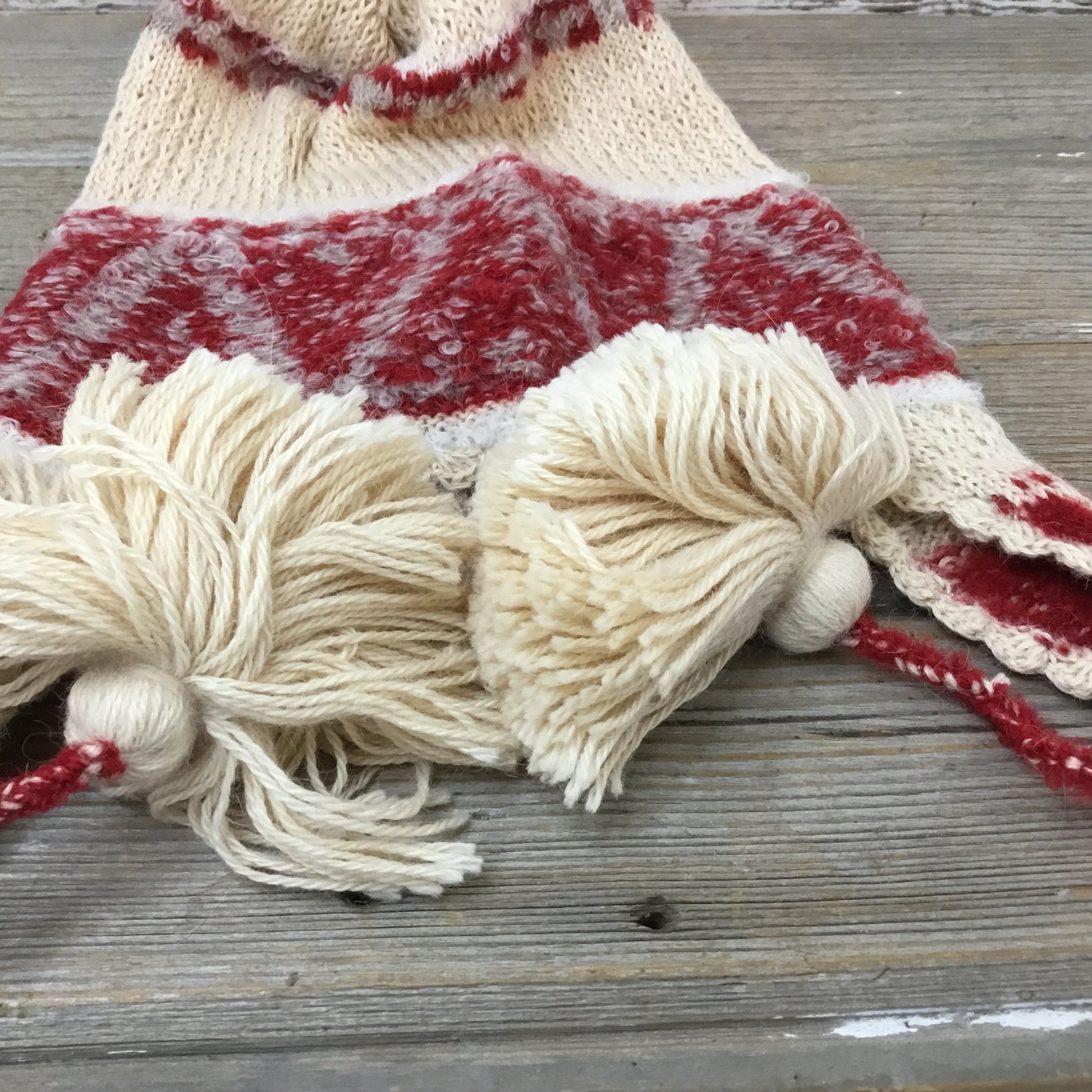 Braided tassels on Shipibo hat