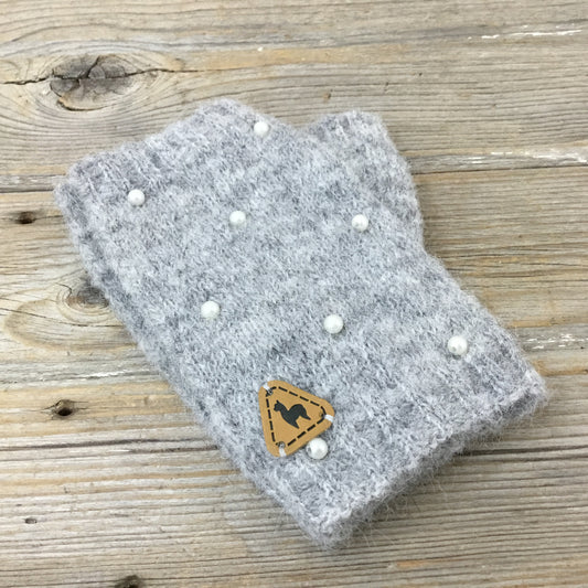 Gray Alpaca Fingerless Gloves