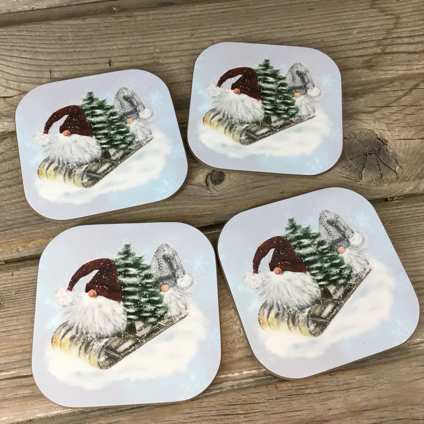Winter Gnome Coasters Set of 4