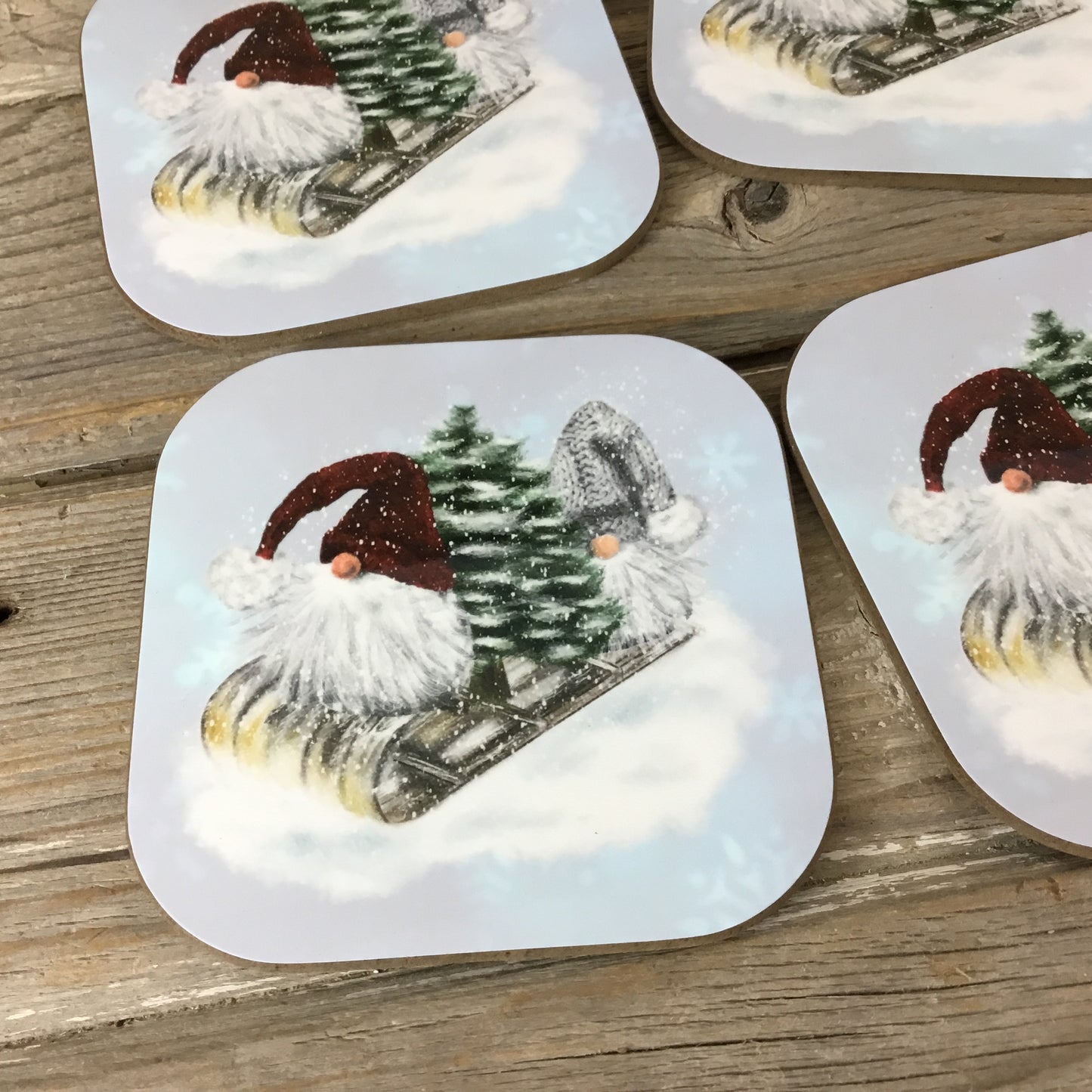 Winter Gnome Coasters Set of 4