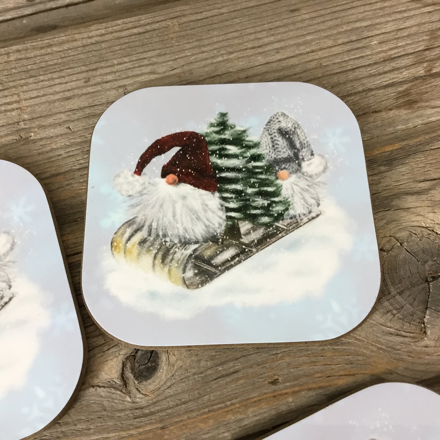 Winter Gnome Coasters Set of 4