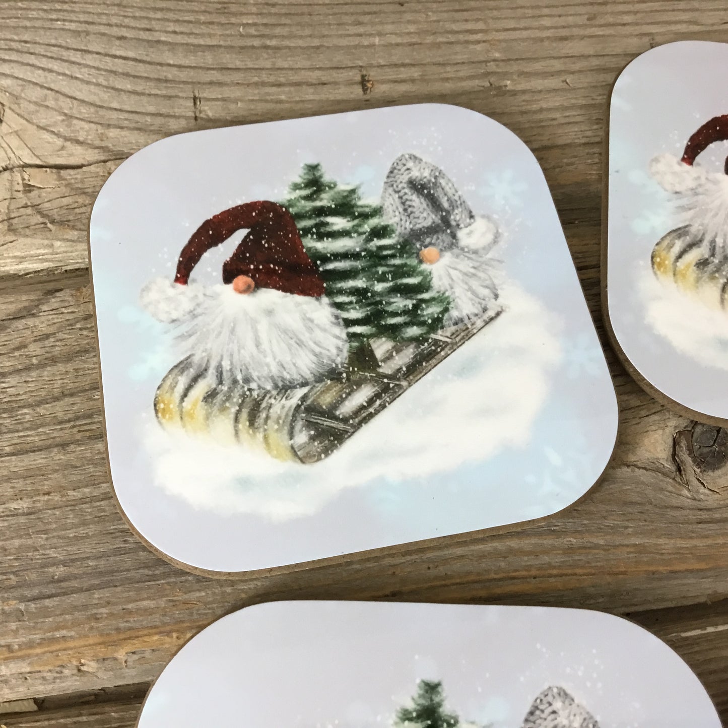 Winter Gnome Coasters Set of 4