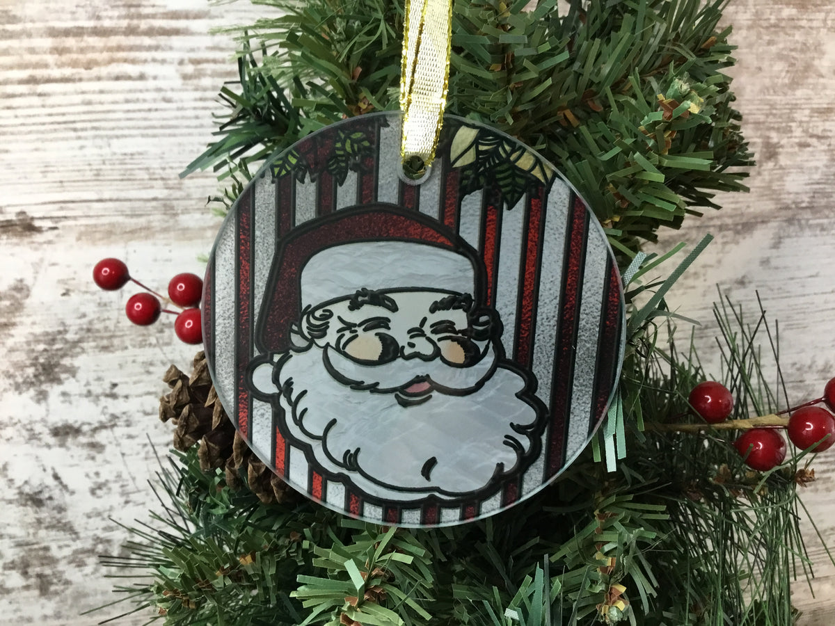 Santa Claus Faux Stained Glass Christmas Ornament – Michelle's Variety Shop