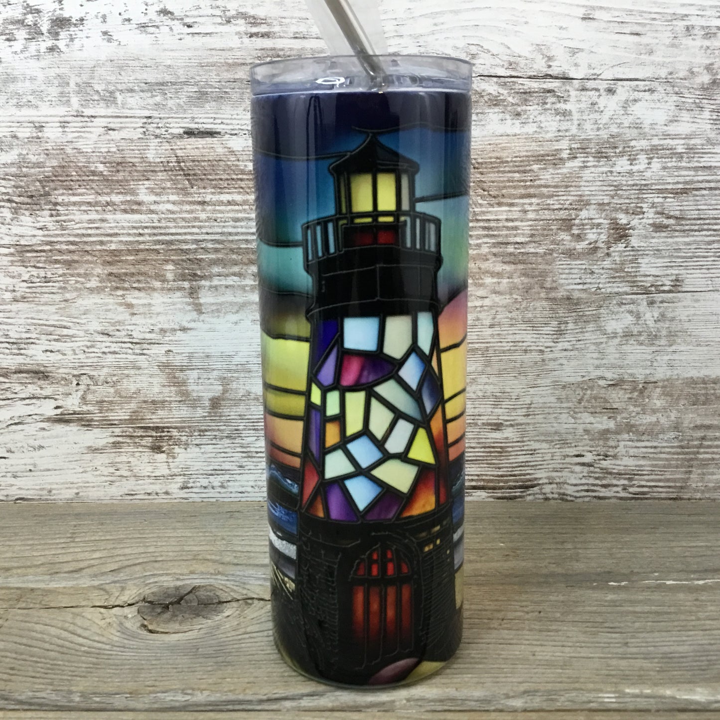 Lighthouse 20 oz Skinny Tumbler with Lid and Straw