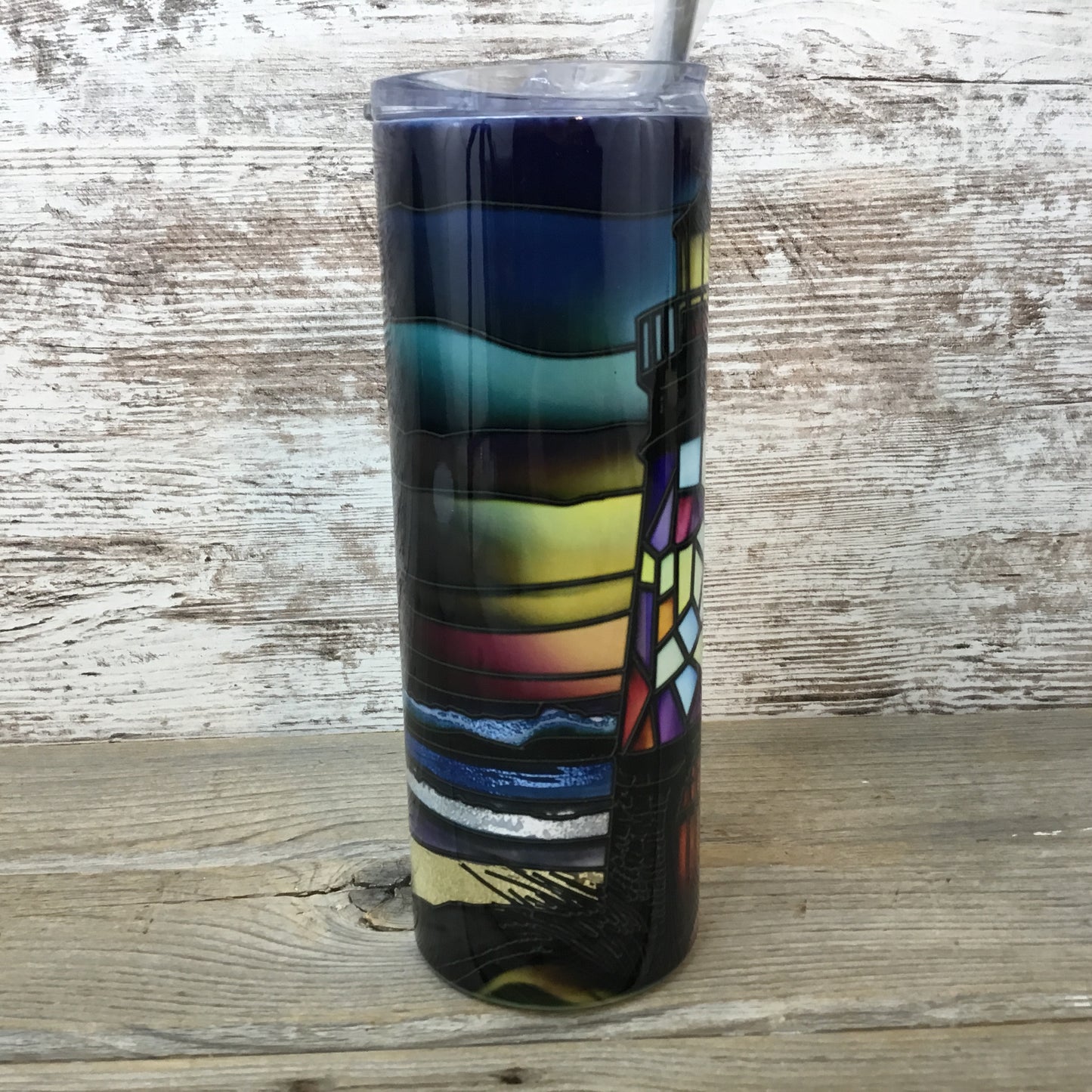 Lighthouse 20 oz Skinny Tumbler with Lid and Straw