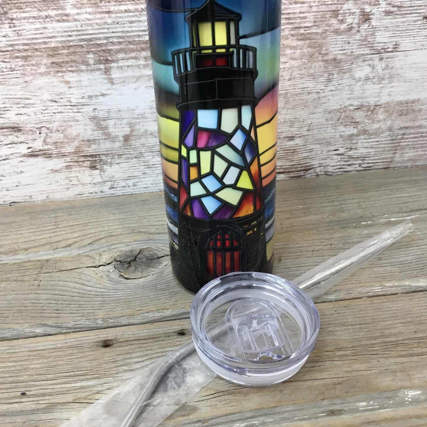 Lighthouse 20 oz Skinny Tumbler with Lid and Straw