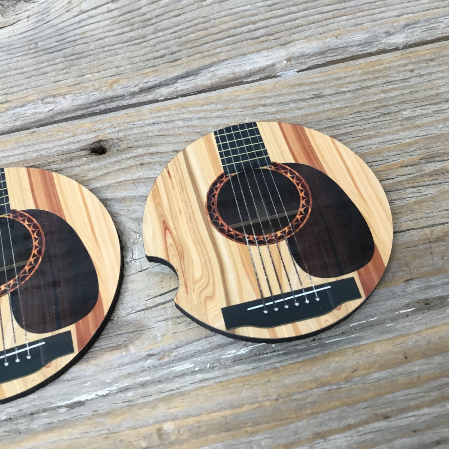Acoustic Guitar Car Coasters Set of 2
