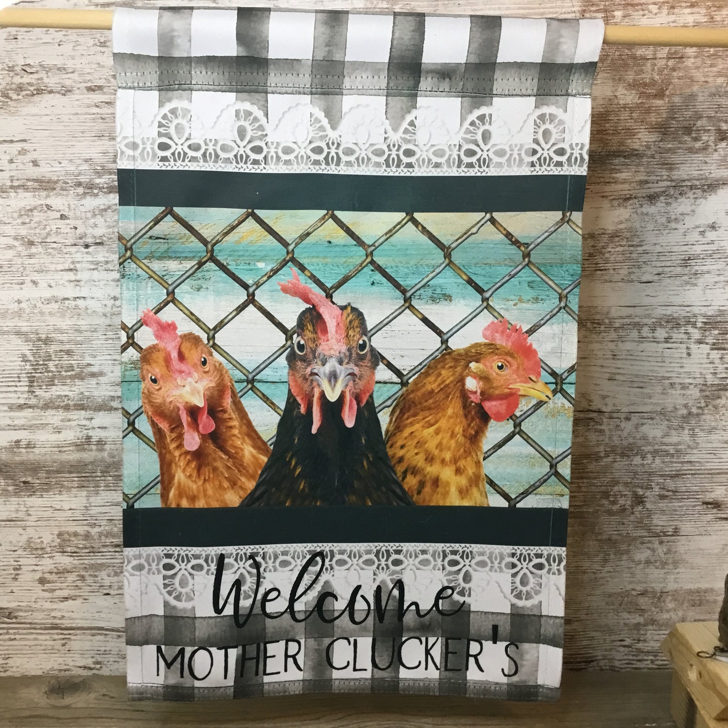 Welcome Mother Clucker's Funny Chicken Garden Flag