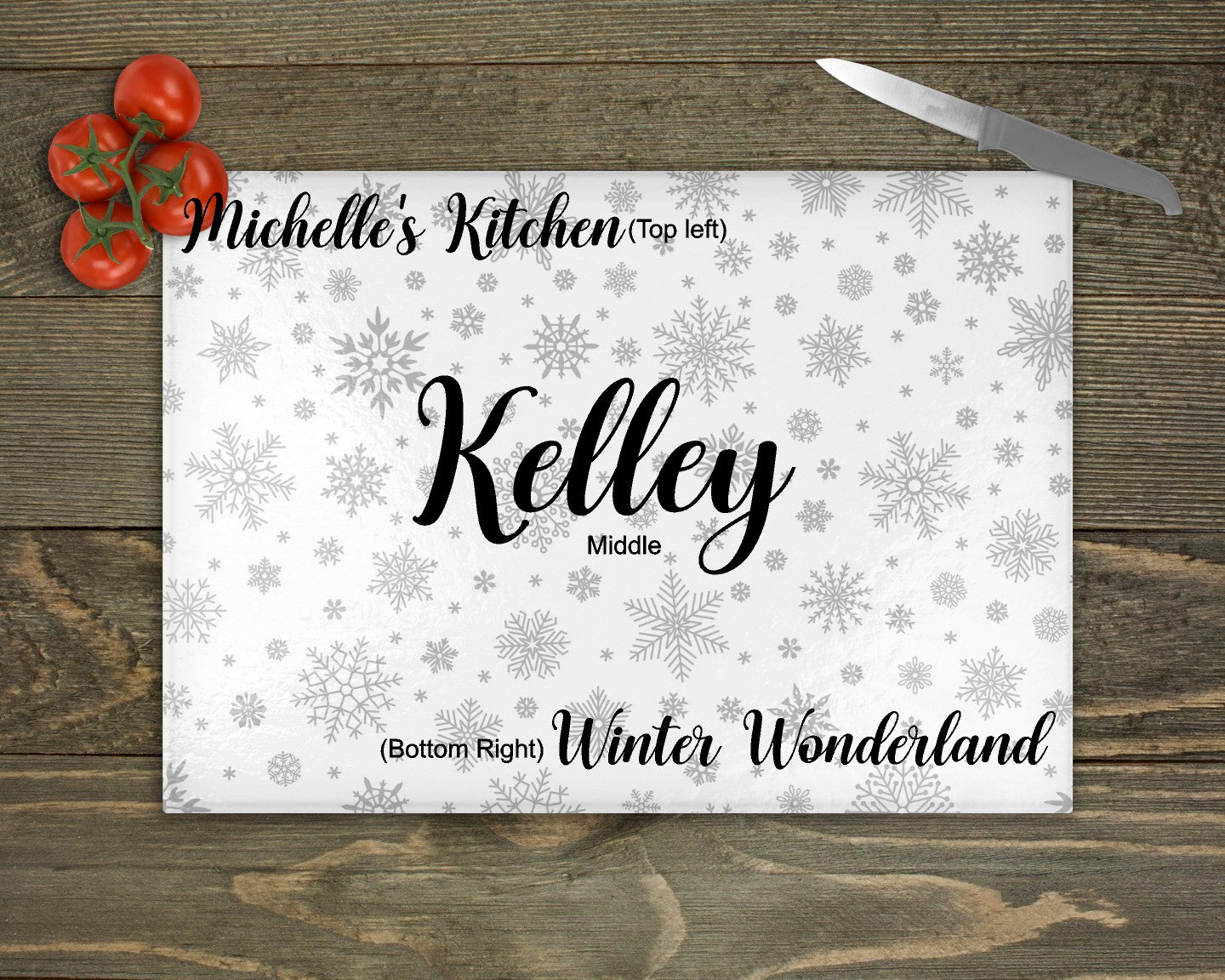 Winter Snowflake Glass Cutting Board