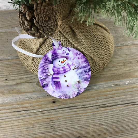 Pretty in Pink Snowman Christmas Ornament