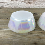 Set of 2 White Federal Moonglow Iridescent Pearl 5" Bowls Milk Glass
