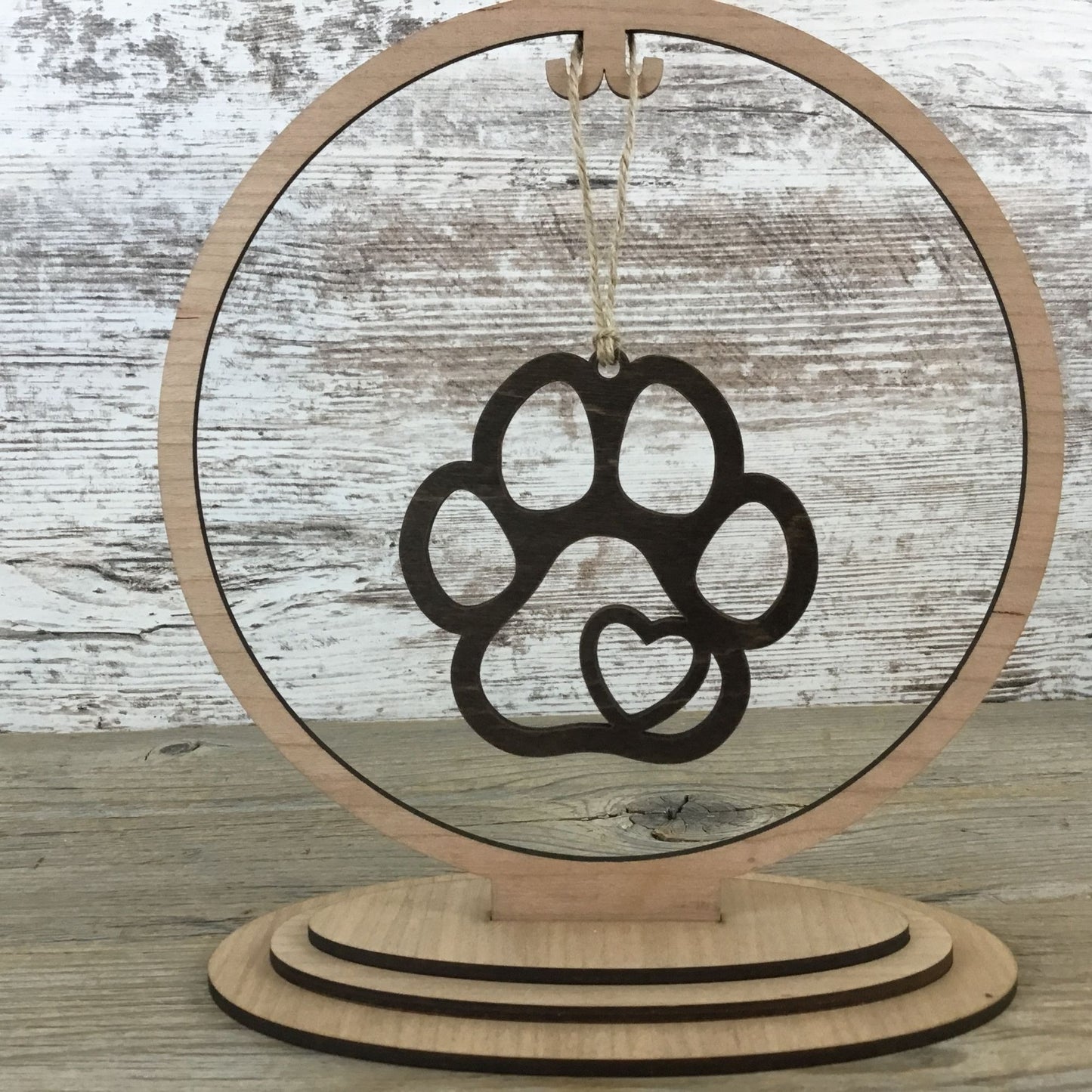 Dog Paw Print Story Card Christmas Ornament – Laser Cut Wood Ornament