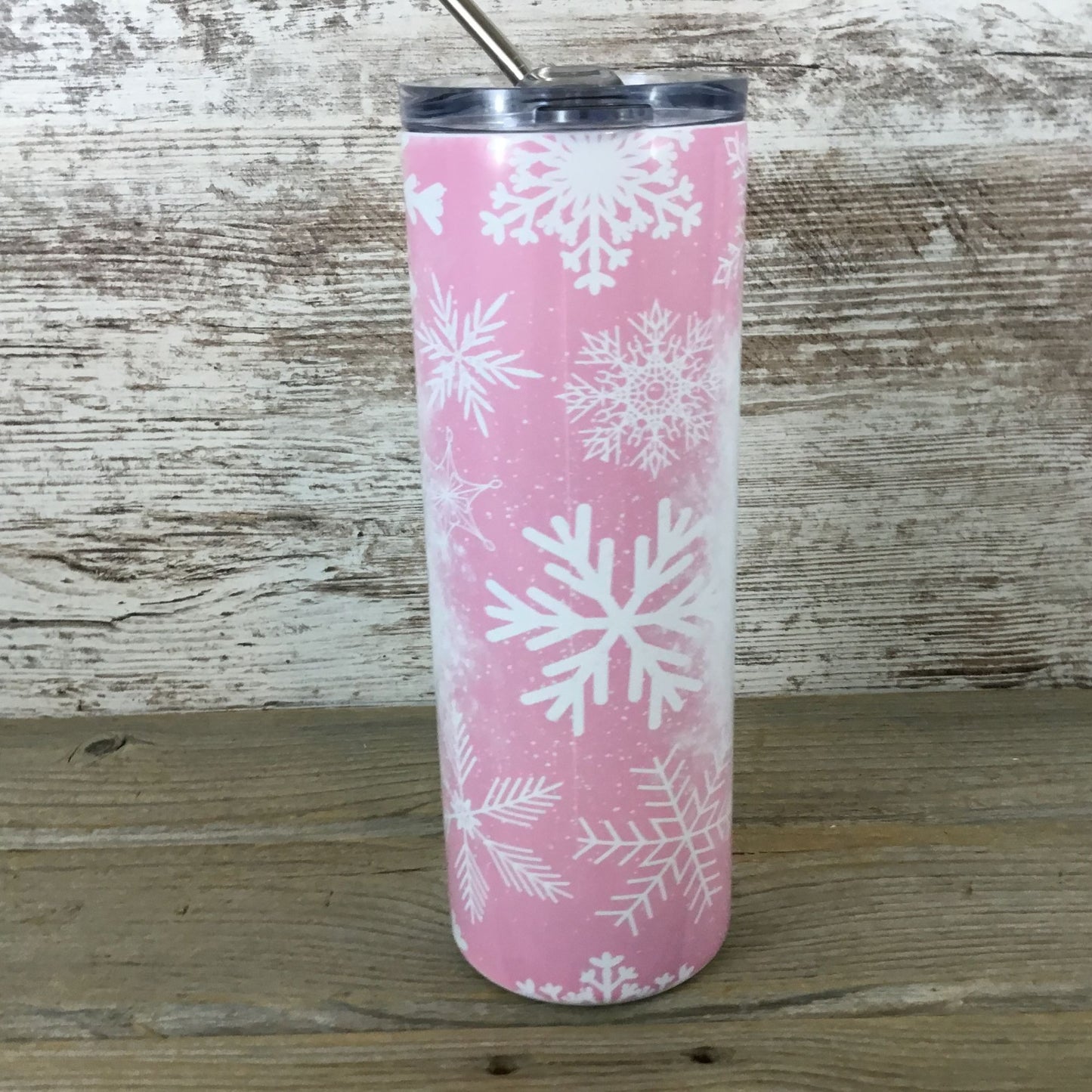 Pretty in Pink Snowman 20 oz Skinny Tumbler