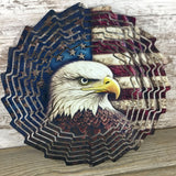 Bald Eagle American Flag Wind Spinner 10"