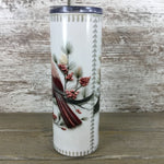 Cardinals and Blooms Hand-Sewn Style 20 oz Skinny Tumbler