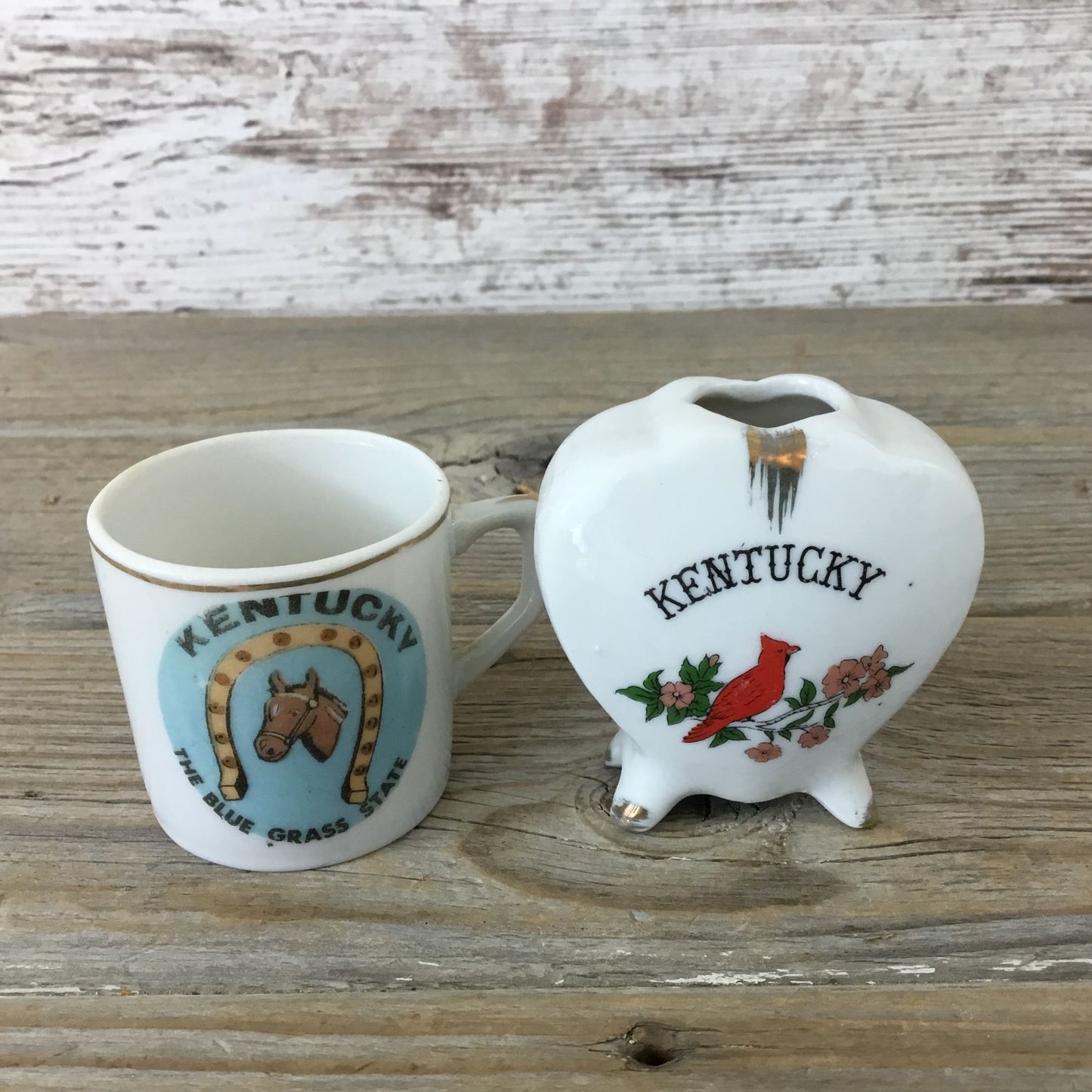 Kentucky Souvenirs - Toothpick Holder and Handled Shot Glass Blue Grass State