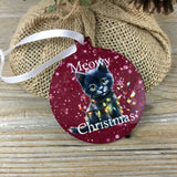 Black Cat Meowy Christmas Ornament Double Sided