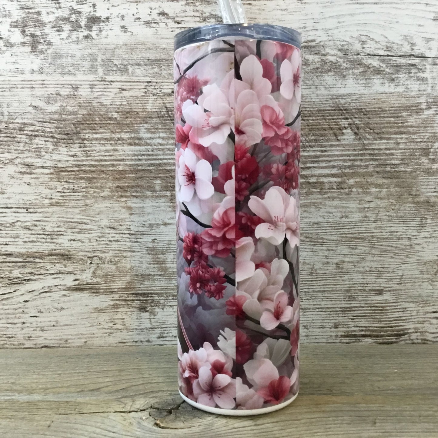 Male Cardinal and Flowers 20 oz Skinny Tumbler