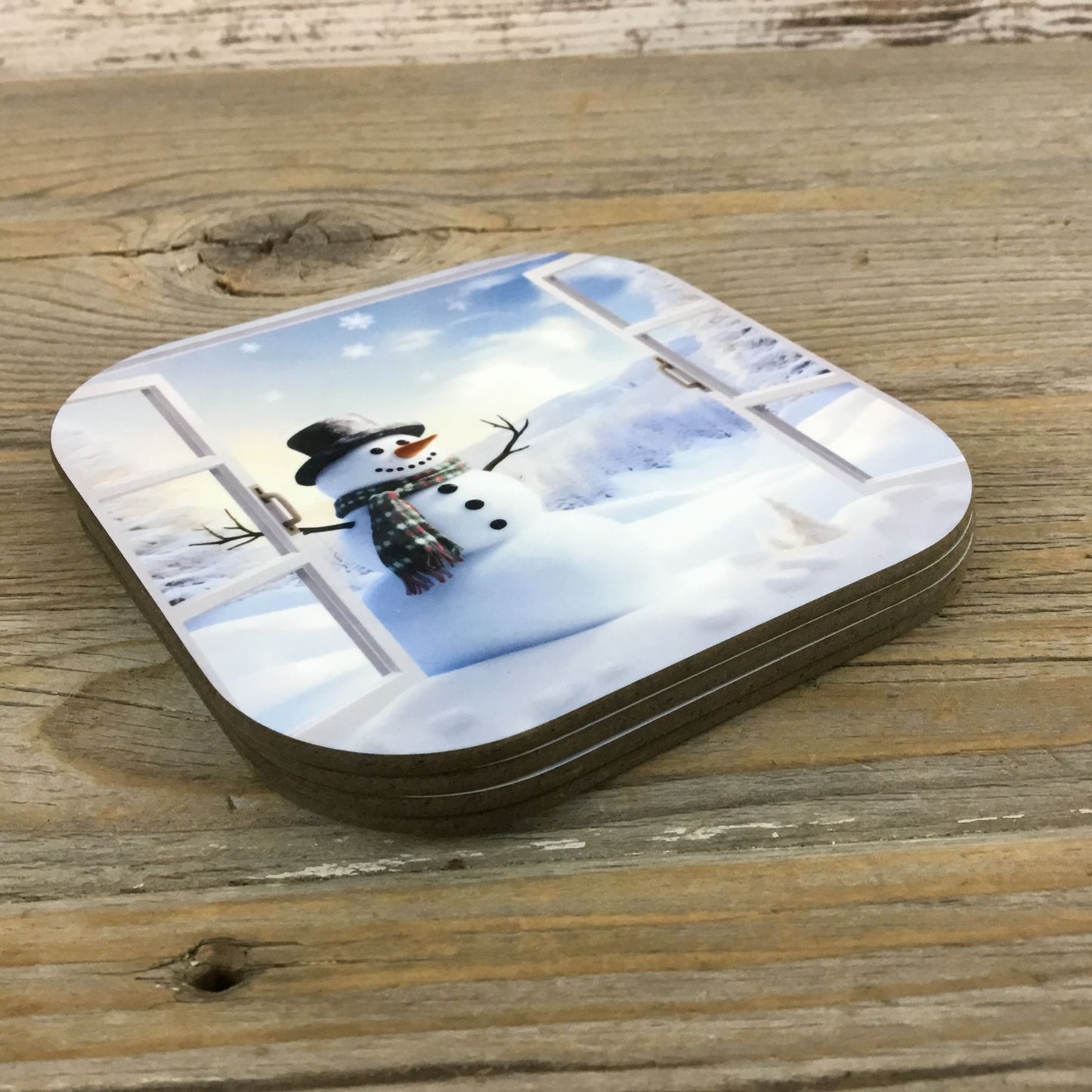 Snowman Winter Wonderland Set of 4 Wooden Coasters