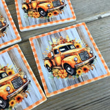Vintage Orange Truck Fall Set of 4 Sandstone Coasters