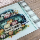 Fall Pumpkin Truck Glass Cutting Board