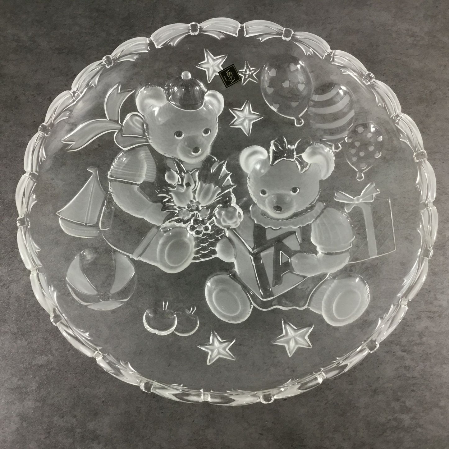 Mikasa Party Bears 15" Embossed Frosted Round Hostess Platter With Original Box
