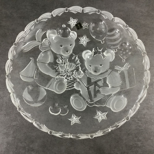 Mikasa Party Bears 15" Embossed Frosted Round Hostess Platter With Original Box