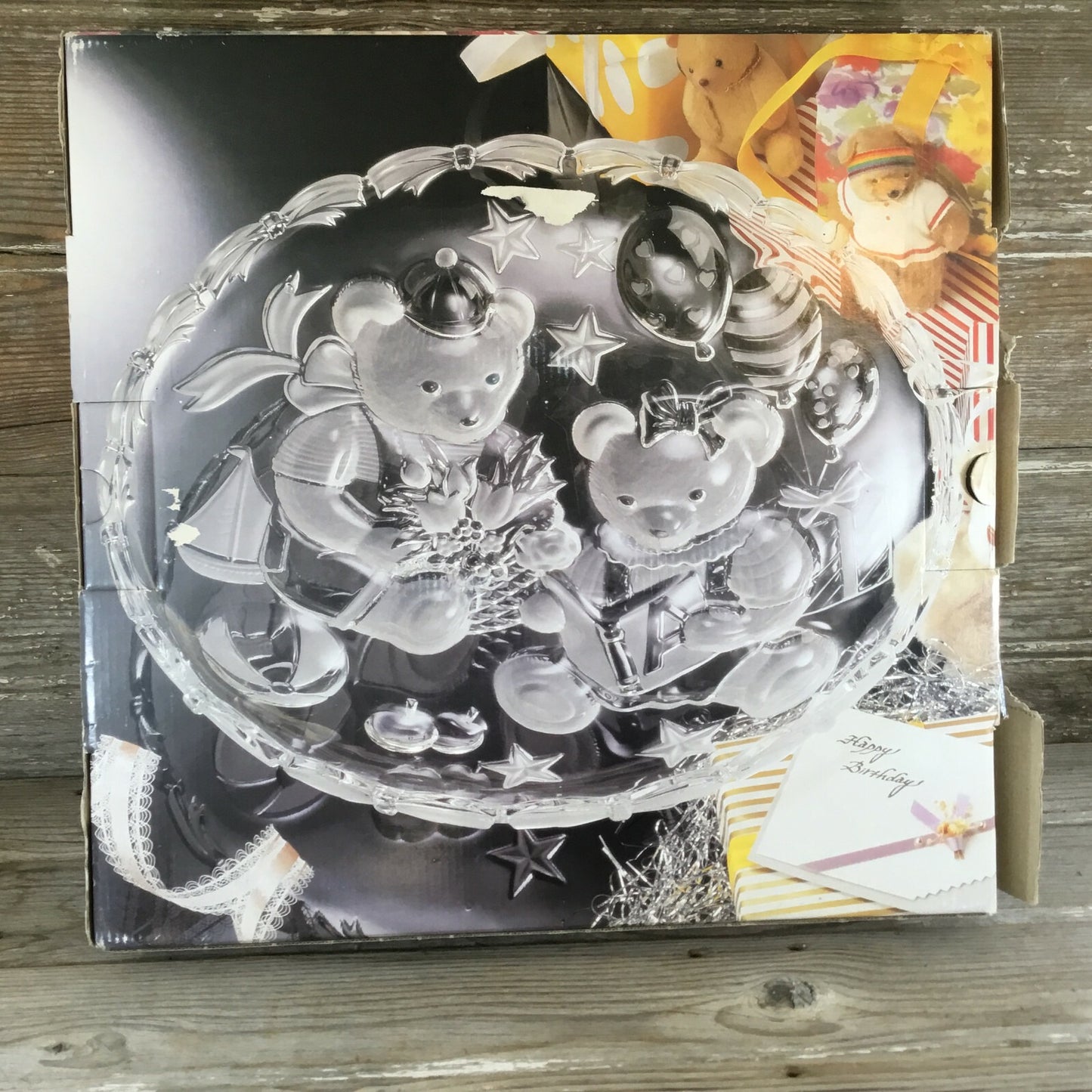 Mikasa Party Bears 15" Embossed Frosted Round Hostess Platter With Original Box