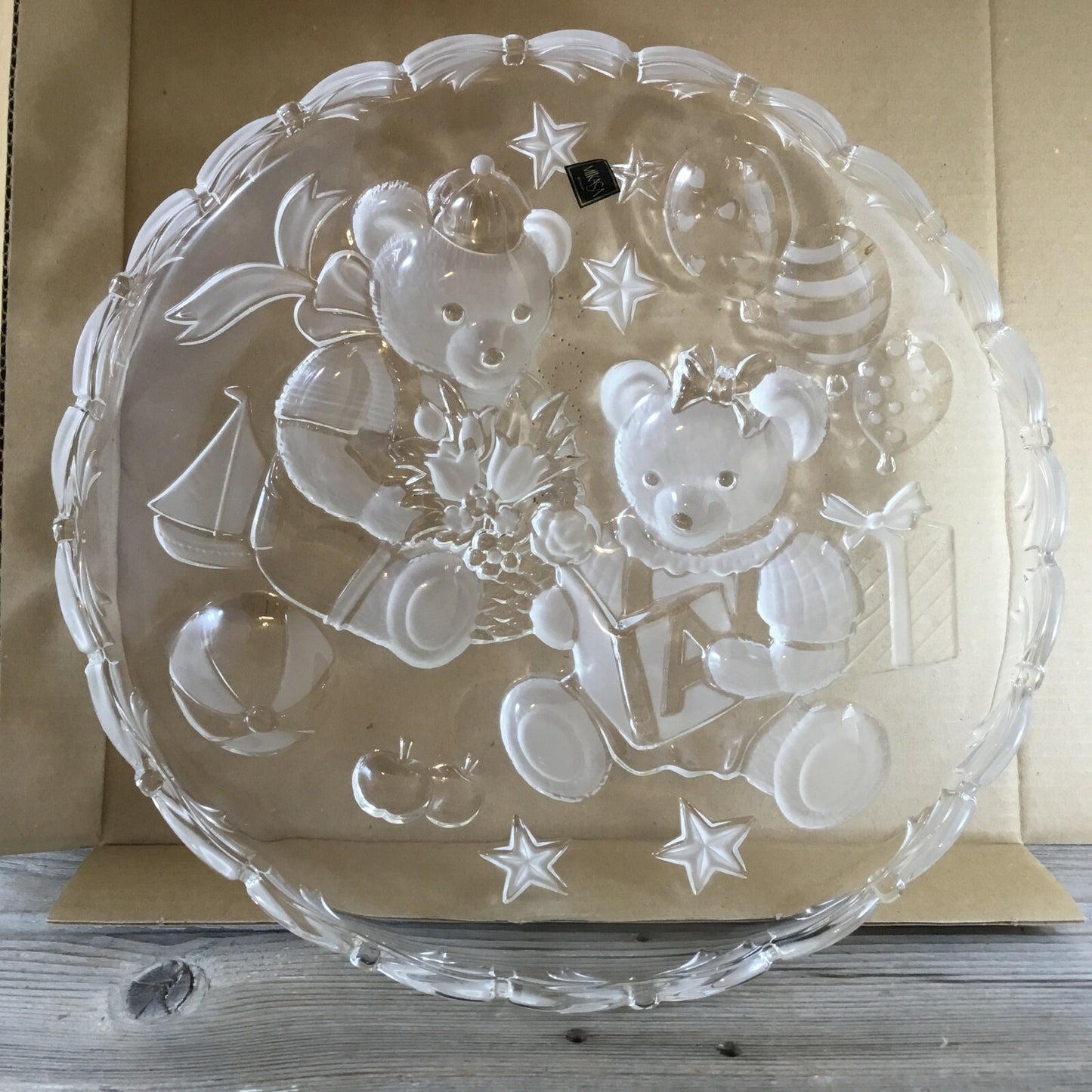 Mikasa Party Bears 15" Embossed Frosted Round Hostess Platter With Original Box