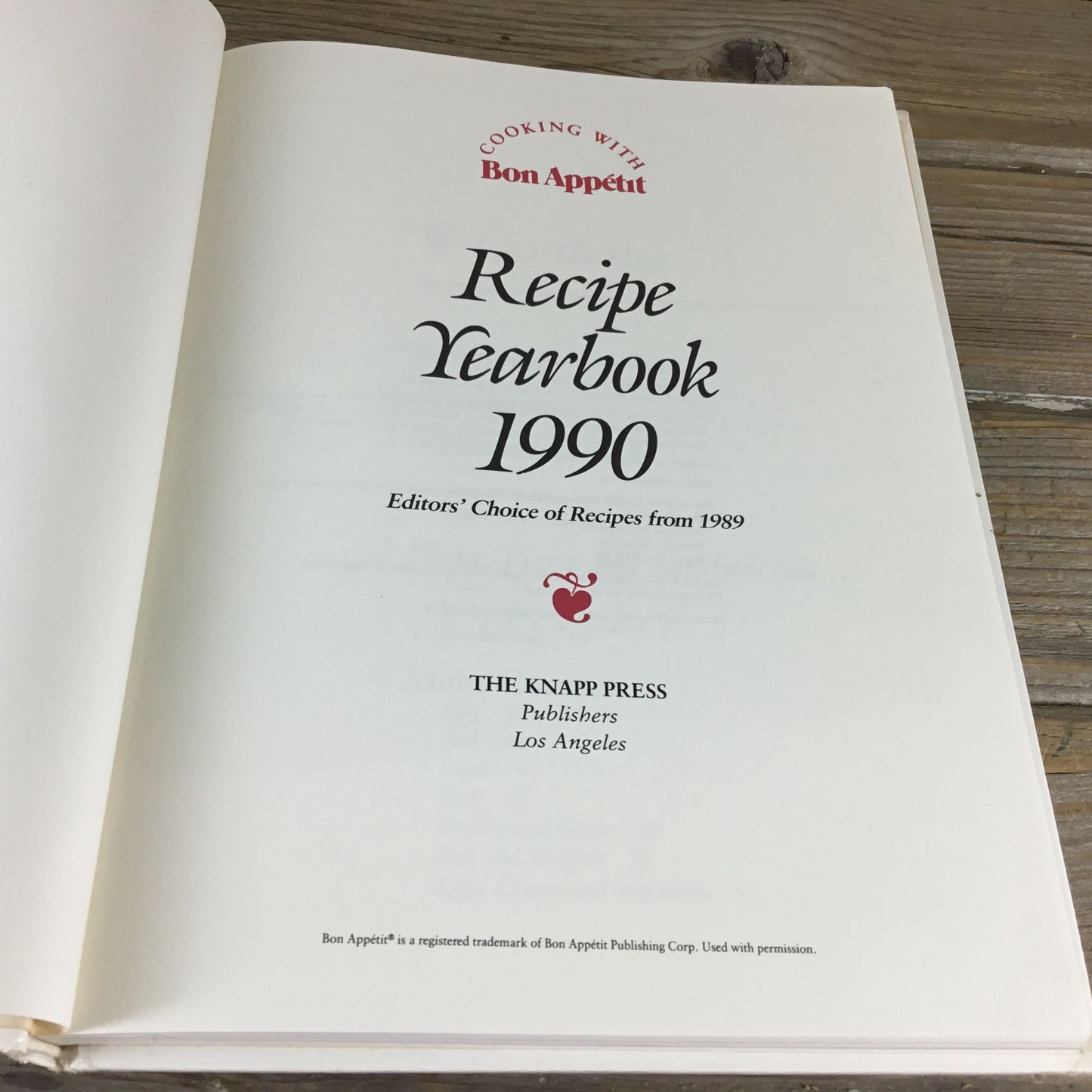 Bon Appétit Cooking With Recipe Yearbook 1990 Hardcover