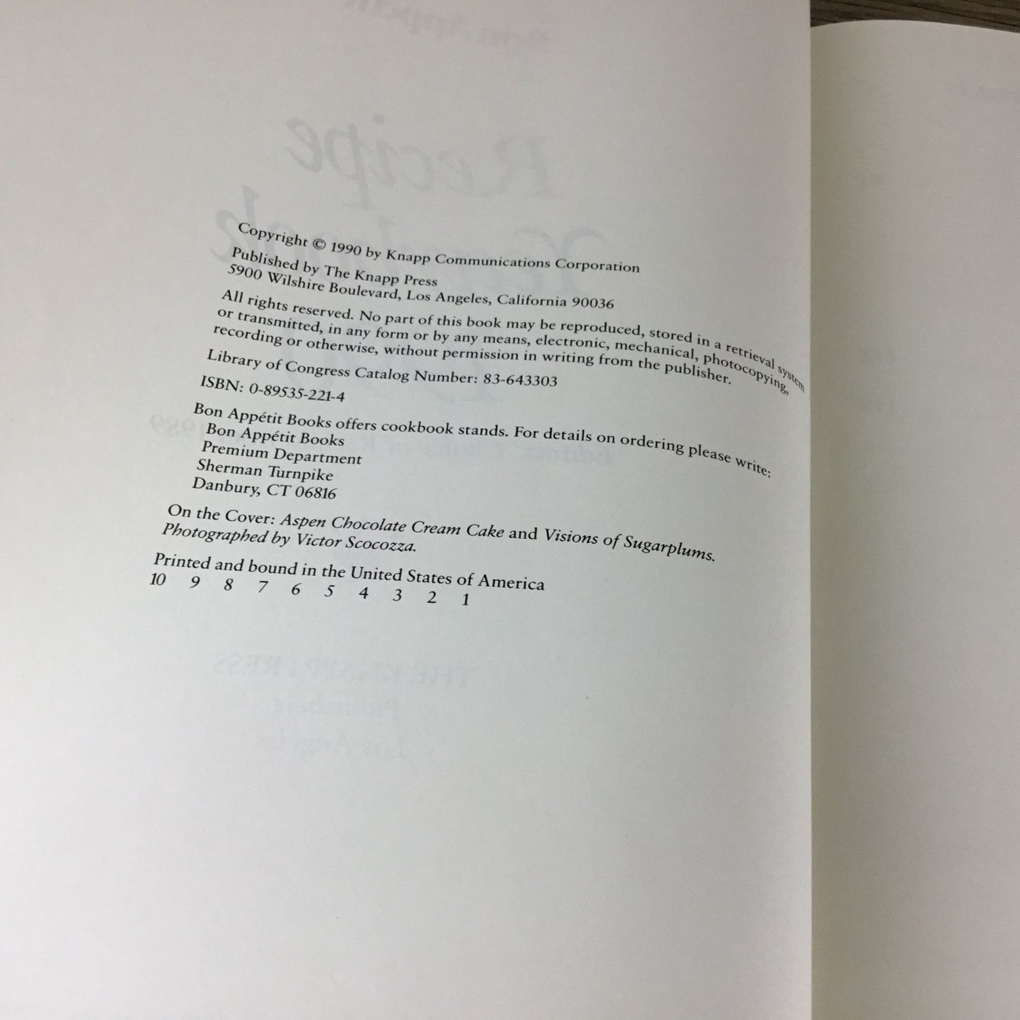 Bon Appétit Cooking With Recipe Yearbook 1990 Hardcover